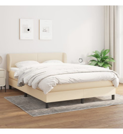 Lit à sommier tapissier avec matelas Crème 140x190 cm Tissu