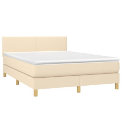 Lit à sommier tapissier avec matelas Crème 140x190 cm Tissu