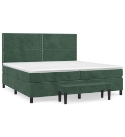 Lit à sommier tapissier et matelas Vert foncé 200x200cm Velours