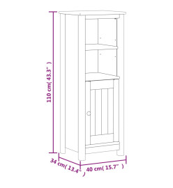 Armoire de salle de bain BERG blanc 40x34x110 cm pin massif