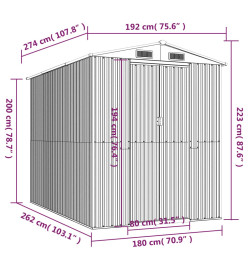 Abri de jardin Marron foncé 192x274x223 cm Acier galvanisé