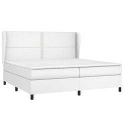 Lit à sommier tapissier avec matelas Blanc 200x200cm Similicuir