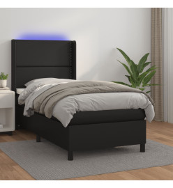 Sommier tapissier avec matelas et LED Noir 90x200 cm Similicuir