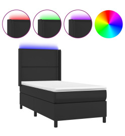 Sommier tapissier avec matelas et LED Noir 90x200 cm Similicuir