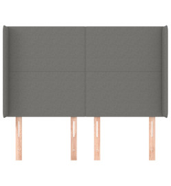 Tête de lit avec oreilles Gris foncé 147x16x118/128 cm Tissu