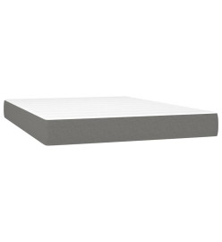 Sommier tapissier et matelas et LED Gris foncé 140x200 cm Tissu