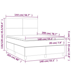 Lit à sommier tapissier avec matelas Gris foncé 140x200cm Tissu