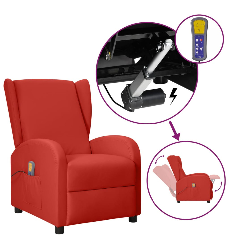 Fauteuil de massage à oreilles rouge bordeaux similicuir