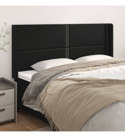 Tête de lit avec oreilles Noir 183x16x118/128 cm Similicuir