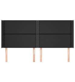 Tête de lit avec oreilles Noir 183x16x118/128 cm Similicuir