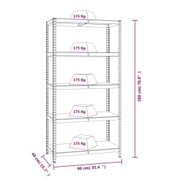 Étagères à 5 niveaux 4pcs Anthracite Acier et bois d'ingénierie