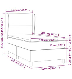 Sommier tapissier et matelas et LED Marron 100x200cm Similicuir