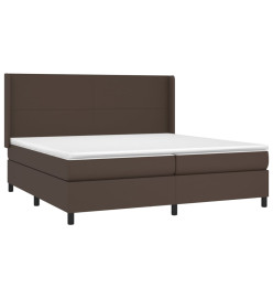 Sommier tapissier et matelas et LED Marron 200x200cm Similicuir