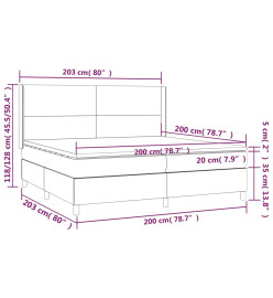 Sommier tapissier et matelas et LED Marron 200x200cm Similicuir