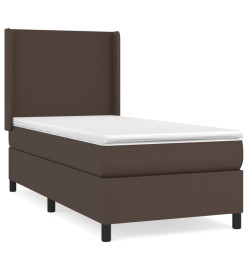 Lit à sommier tapissier avec matelas Marron 100x200 cm
