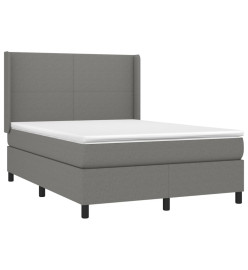 Lit à sommier tapissier avec matelas Gris foncé 140x200cm Tissu