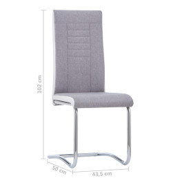 Chaises à manger cantilever lot de 4 gris clair tissu