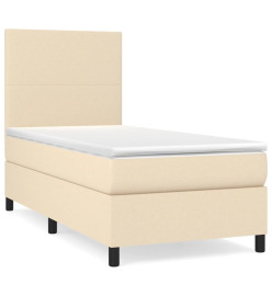 Lit à sommier tapissier avec matelas Crème 100x200 cm Tissu