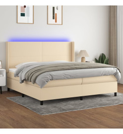 Sommier tapissier et matelas et LED Crème 200x200 cm Tissu