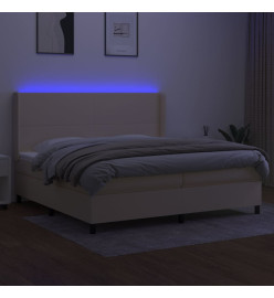 Sommier tapissier et matelas et LED Crème 200x200 cm Tissu