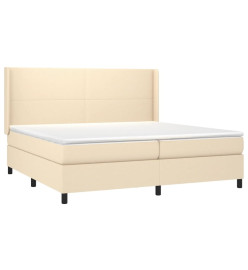 Sommier tapissier et matelas et LED Crème 200x200 cm Tissu