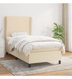 Lit à sommier tapissier avec matelas Crème 100x200 cm Tissu