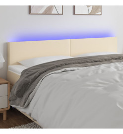 Tête de lit à LED Crème 200x5x78/88 cm Tissu