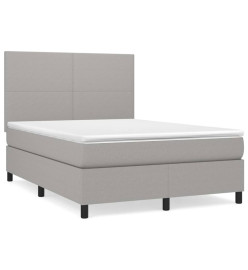 Lit à sommier tapissier avec matelas Gris clair 140x200cm Tissu