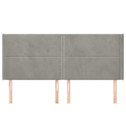Tête de lit avec oreilles Gris clair 183x16x118/128 cm Velours
