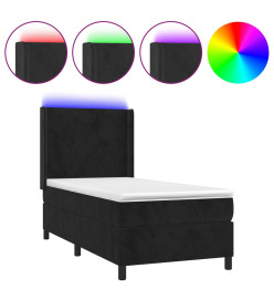 Sommier tapissier avec matelas et LED Noir 80x200cm Velours