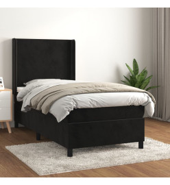 Lit à sommier tapissier et matelas Noir 80x200 cm Velours