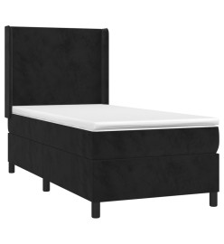 Lit à sommier tapissier et matelas Noir 80x200 cm Velours