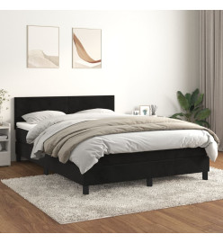 Lit à sommier tapissier avec matelas Noir 140x200 cm Velours