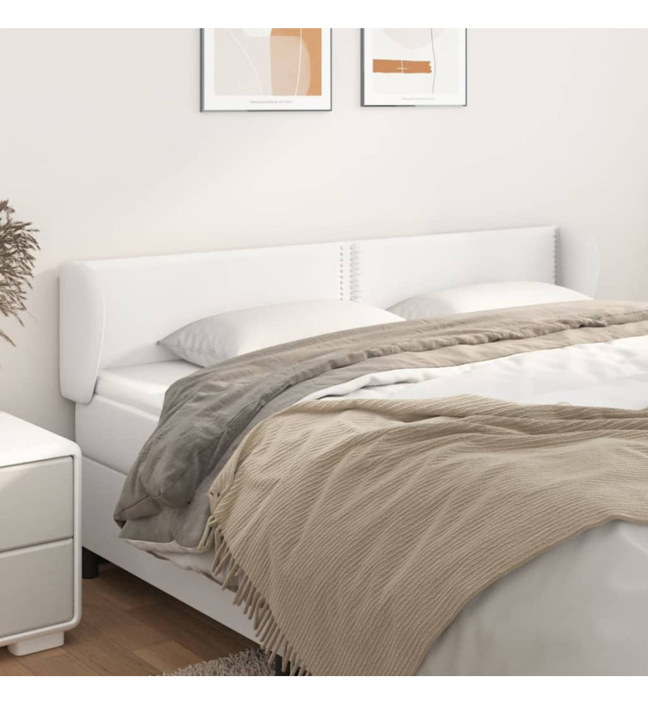 Tête de lit avec oreilles Blanc 203x23x78/88 cm Similicuir Tête de lit avec oreilles Blanc 203x23x78/88 cm Similicuir