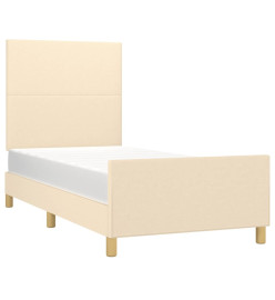 Cadre de lit avec tête de lit Crème 100x200 cm Tissu