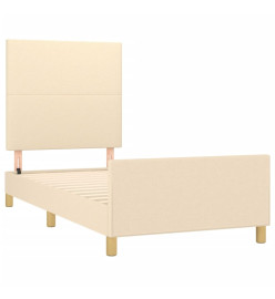 Cadre de lit avec tête de lit Crème 100x200 cm Tissu