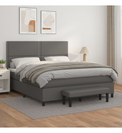 Lit à sommier tapissier avec matelas Gris 160x200 cm Similicuir