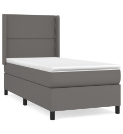 Lit à sommier tapissier avec matelas Gris 90x190 cm Similicuir