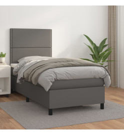 Lit à sommier tapissier avec matelas Gris 80x200 cm Similicuir