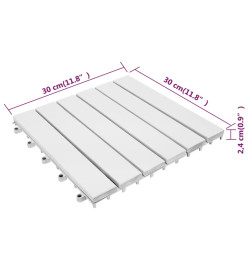 Tuiles de terrasse 30 pcs Blanc 30x30 cm Bois massif d'acacia