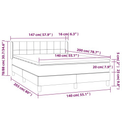 Lit à sommier tapissier avec matelas Taupe 140x200 cm Tissu
