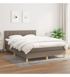 Lit à sommier tapissier avec matelas Taupe 140x190 cm Tissu