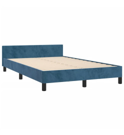 Cadre de lit avec tête de lit Bleu foncé 120x200 cm Velours
