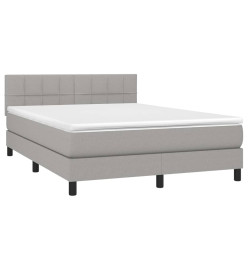 Sommier tapissier et matelas et LED Gris clair 140x190 cm Tissu