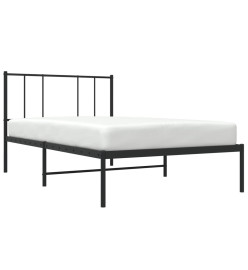 Cadre de lit métal avec tête de lit noir 75x190 cm