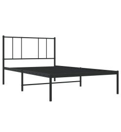 Cadre de lit métal avec tête de lit noir 75x190 cm