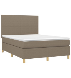 Sommier tapissier avec matelas et LED Taupe 140x190 cm Tissu