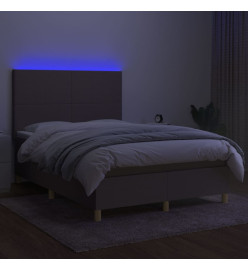 Sommier tapissier avec matelas et LED Taupe 140x190 cm Tissu