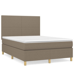 Lit à sommier tapissier avec matelas Taupe 140x190 cm Tissu