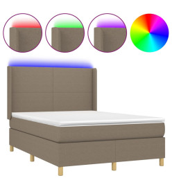 Sommier tapissier avec matelas et LED Taupe 140x190 cm Tissu